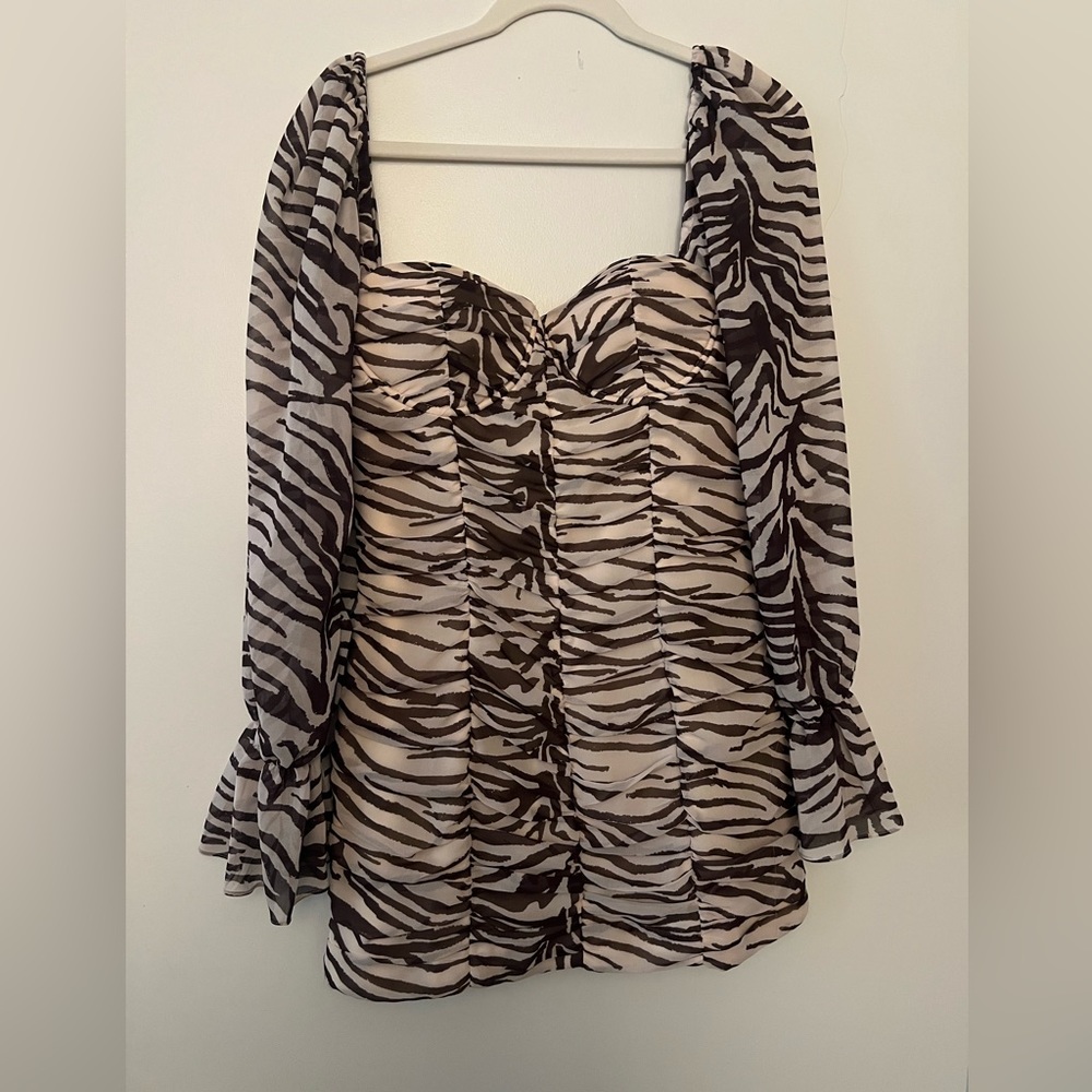Runaway the label zebra print long sleeve mini dress